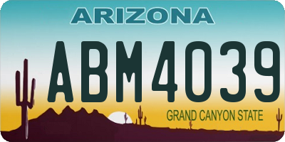 AZ license plate ABM4039