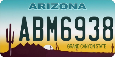 AZ license plate ABM6938