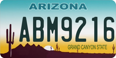 AZ license plate ABM9216