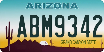 AZ license plate ABM9342