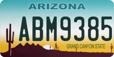AZ license plate ABM9385