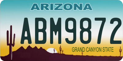 AZ license plate ABM9872