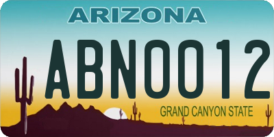 AZ license plate ABN0012