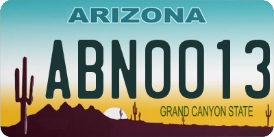 AZ license plate ABN0013