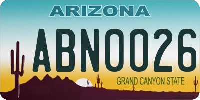 AZ license plate ABN0026
