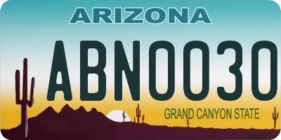 AZ license plate ABN0030