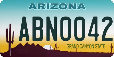 AZ license plate ABN0042