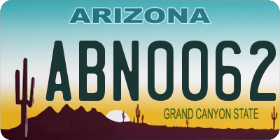 AZ license plate ABN0062
