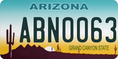 AZ license plate ABN0063