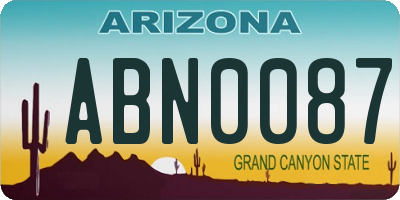 AZ license plate ABN0087