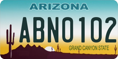 AZ license plate ABN0102