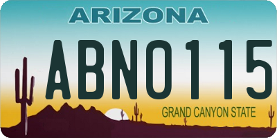 AZ license plate ABN0115