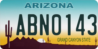 AZ license plate ABN0143