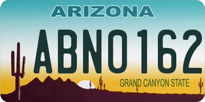 AZ license plate ABN0162