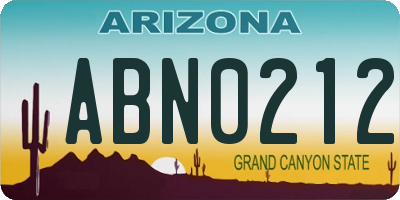 AZ license plate ABN0212