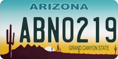 AZ license plate ABN0219