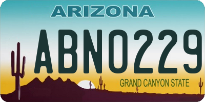 AZ license plate ABN0229