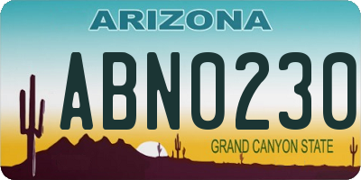 AZ license plate ABN0230