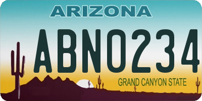 AZ license plate ABN0234