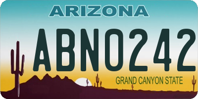 AZ license plate ABN0242