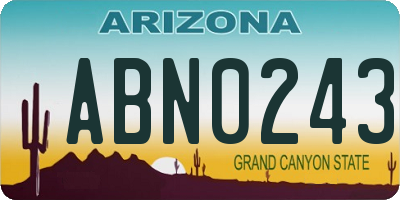 AZ license plate ABN0243
