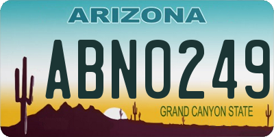 AZ license plate ABN0249
