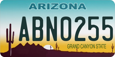 AZ license plate ABN0255
