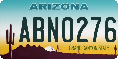 AZ license plate ABN0276