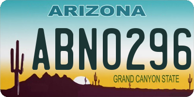 AZ license plate ABN0296