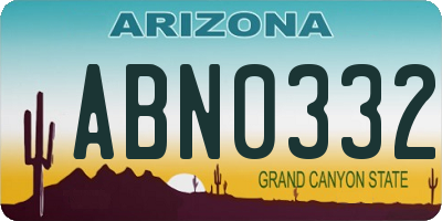 AZ license plate ABN0332