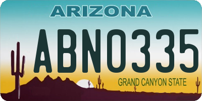AZ license plate ABN0335