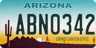 AZ license plate ABN0342