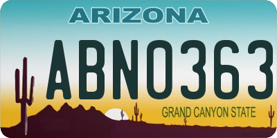AZ license plate ABN0363