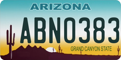 AZ license plate ABN0383