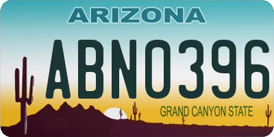 AZ license plate ABN0396