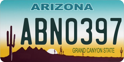AZ license plate ABN0397