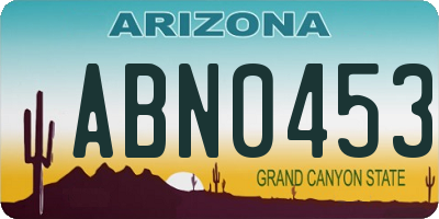 AZ license plate ABN0453
