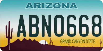AZ license plate ABN0668