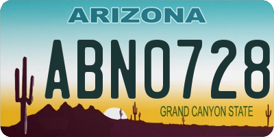 AZ license plate ABN0728