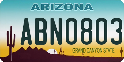 AZ license plate ABN0803