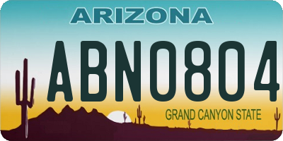 AZ license plate ABN0804