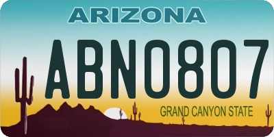 AZ license plate ABN0807