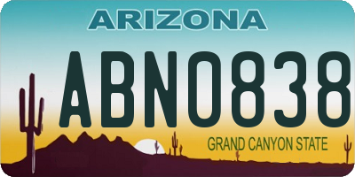 AZ license plate ABN0838