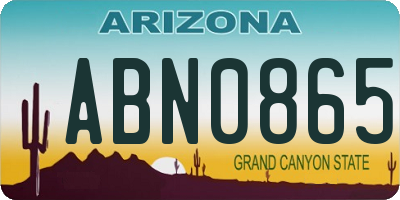 AZ license plate ABN0865