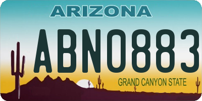 AZ license plate ABN0883