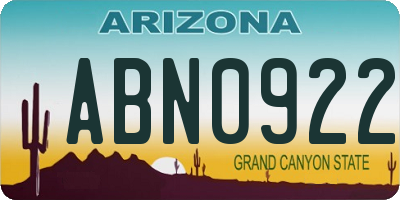 AZ license plate ABN0922