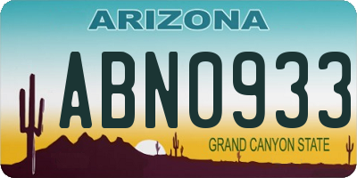 AZ license plate ABN0933