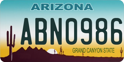 AZ license plate ABN0986