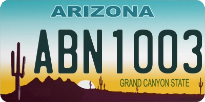 AZ license plate ABN1003