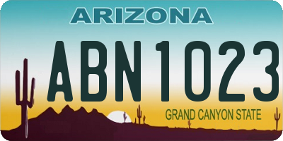 AZ license plate ABN1023